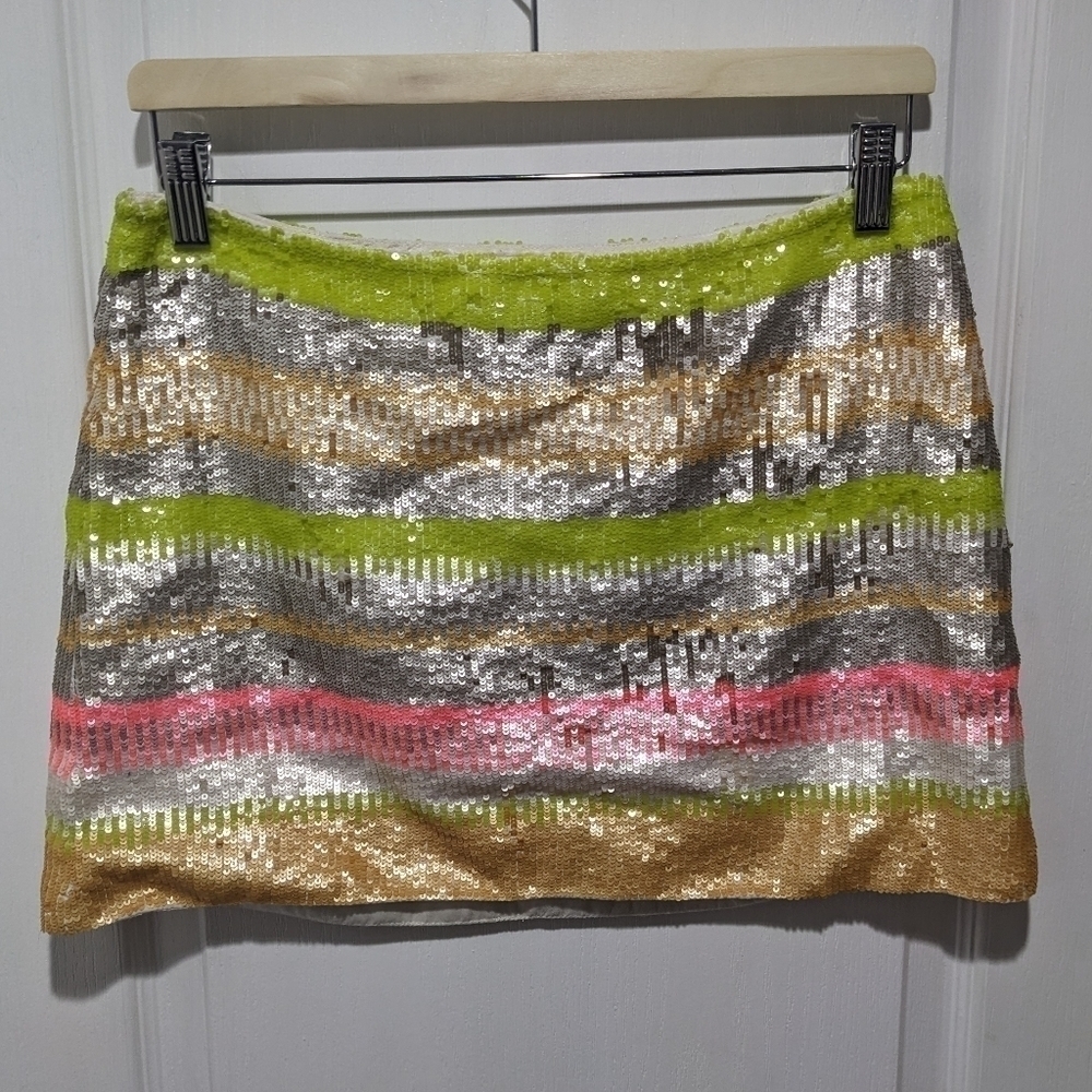 Free People | Sequin Mini Skirt in Neon Stripe